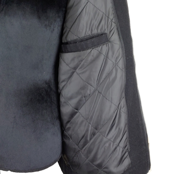 GUESS Mens M Black Wool Mix Thick Quilted Insulated Lining Zip Jacket - Picture 5 of 10